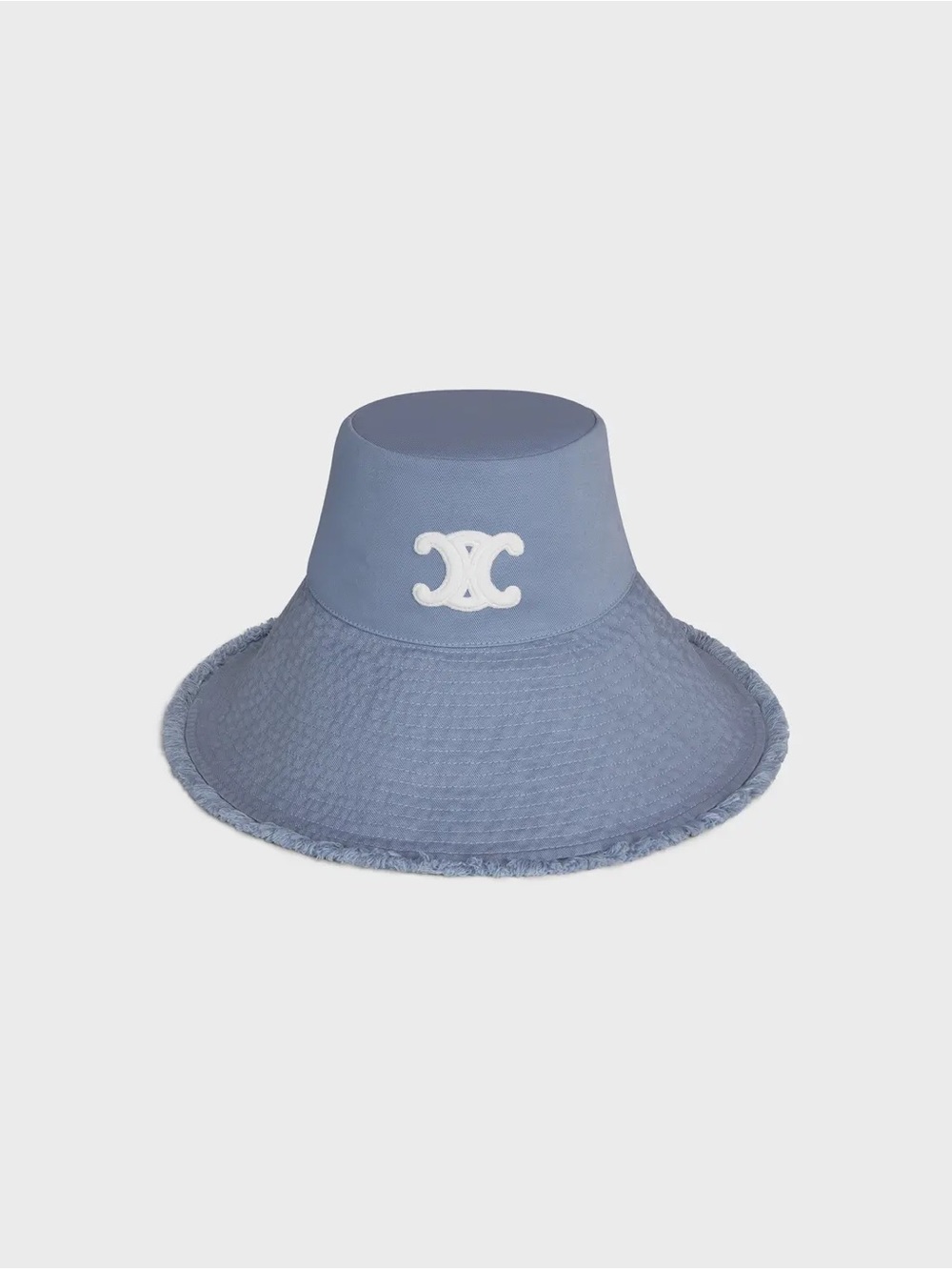 Celine Triomphe Hat (Sun Hat) - Cotton Washed in Periwinkle Blue Size Medium